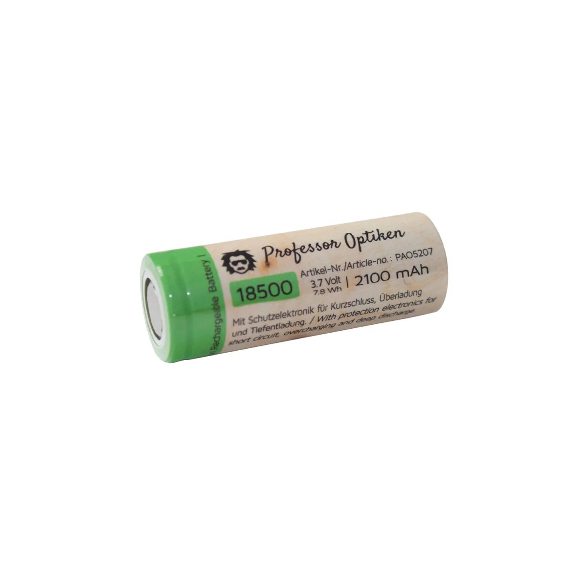 Lithium-Ionen-Akku - Typ: 18500, 3,7 Volt mit 2100 mAh