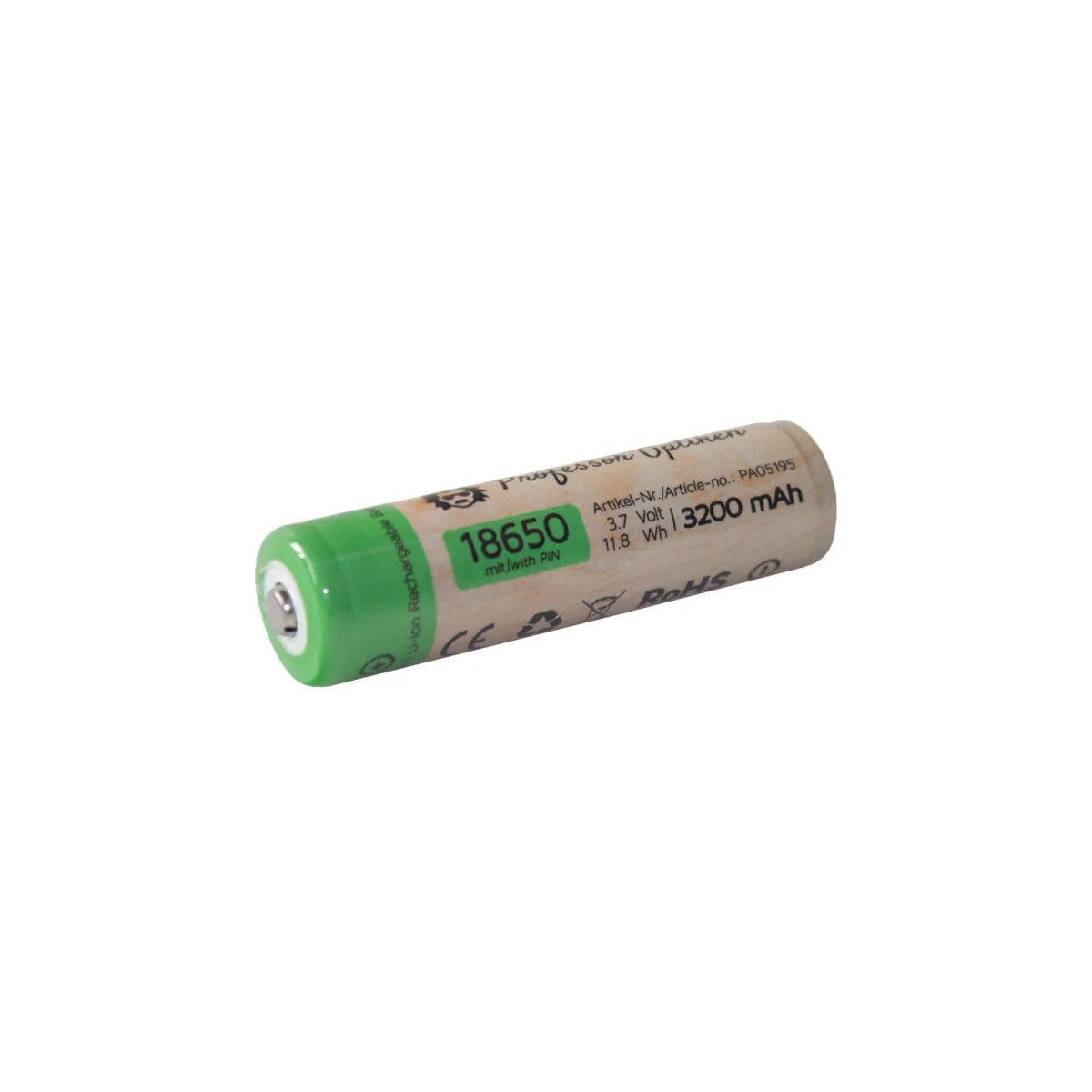 Lithium-Ionen-Akku - Typ: 18650 mit PIN, 3,7 Volt mit 3200 mAh